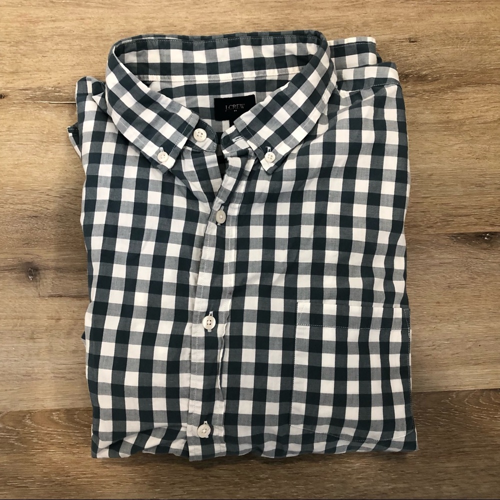 JCREW Green Plaid Button Down XL